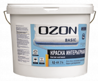 Краска ВД-АК 214 интерьерная для стен и потолков акриловая OZON-Basic 9л (14кг) белая