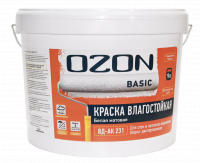 Краска ВД-АК 231 влагостойкая для стен и потолков акриловая OZON-Basic 0,9л (1,4кг) белая