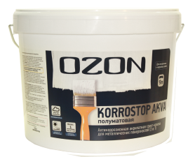 Краска ВД-АК 155 грунтовочная антикоррозионная акриловая OZON Korrostop 2,7л (3,3кг), Белая