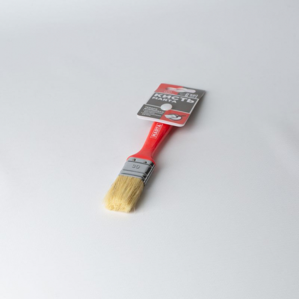 Кисть флейцевая 30 мм, светлая натуральная щетина, пластиковая ручка Профи Marta