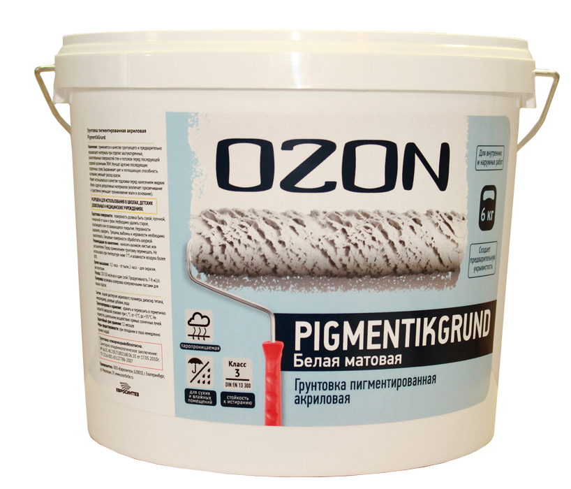 Грунтовка пигментированная акриловая OZON PigmentikGrund, 6кг (ВД-АК 052) белая