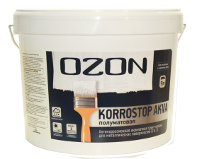 Краска ВД-АК 155 грунтовочная антикоррозионная акриловая OZON Korrostop 2,7л (3,3кг), Белая
